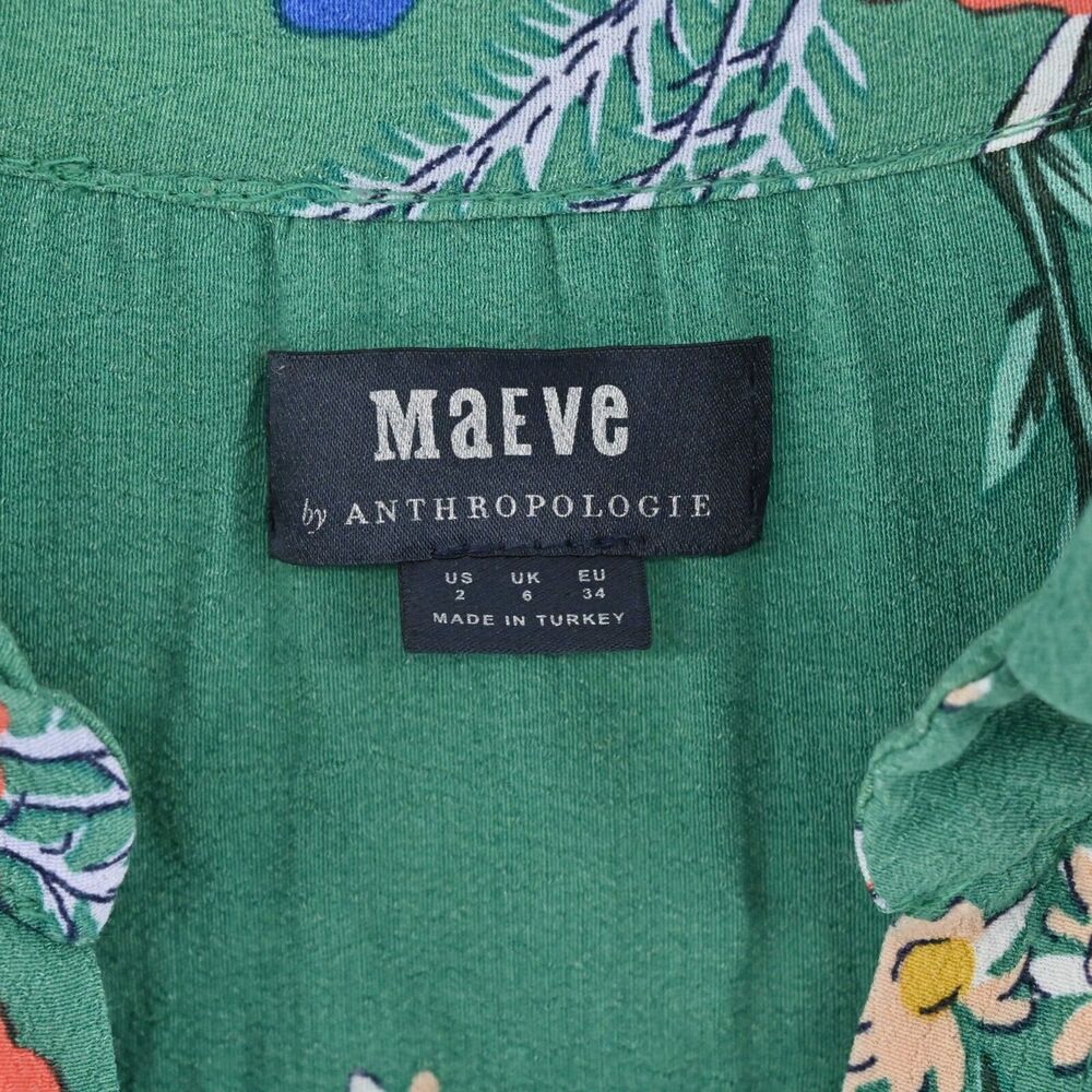 ANTHROPOLOGIE Dress Size 2 Maeve Rory Green Floral Sleeveless‎ Button Front Midi - Picture 9 of 12